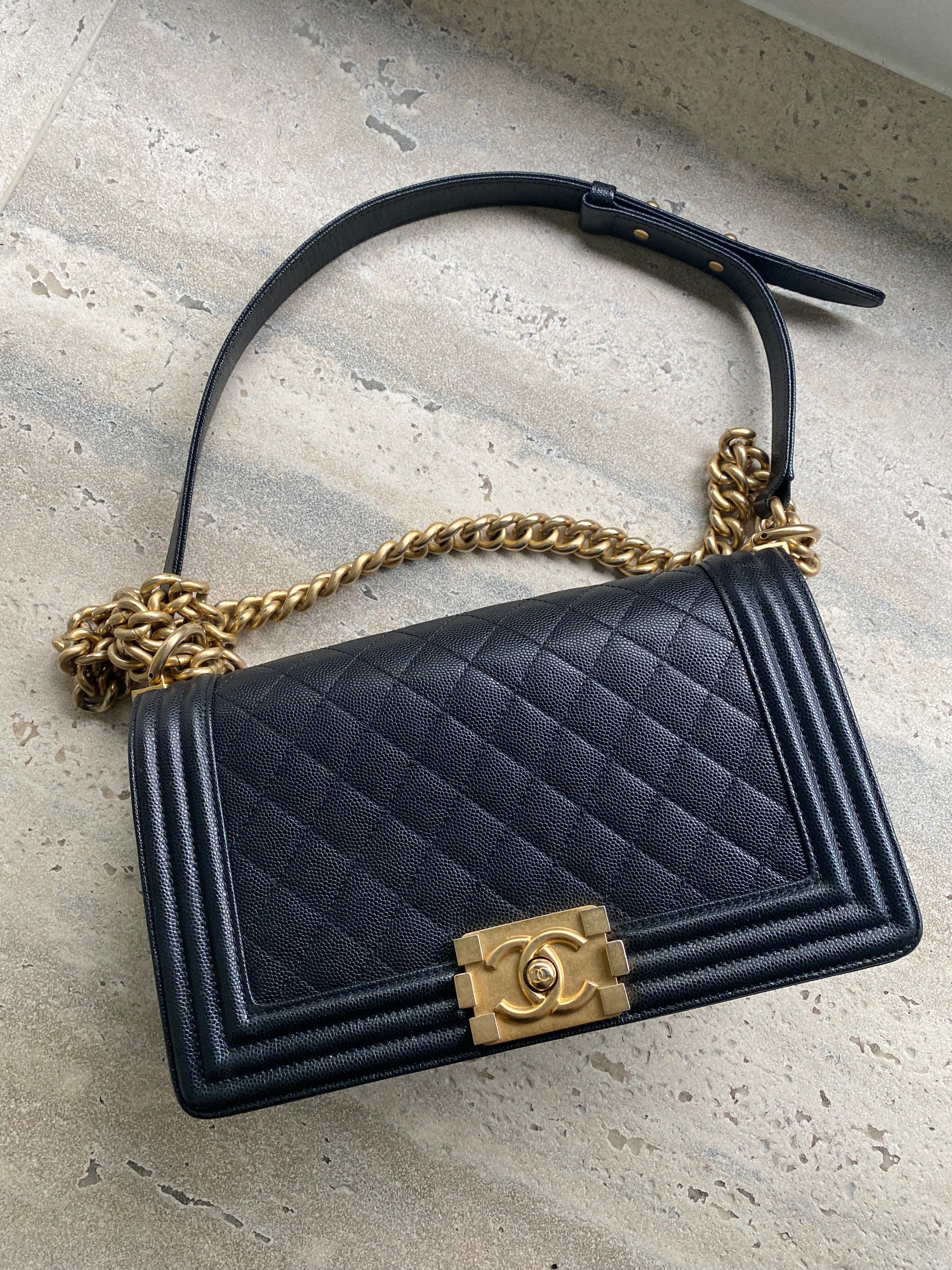 Chanel handbag - black and gold - Boy – Isa's Closet